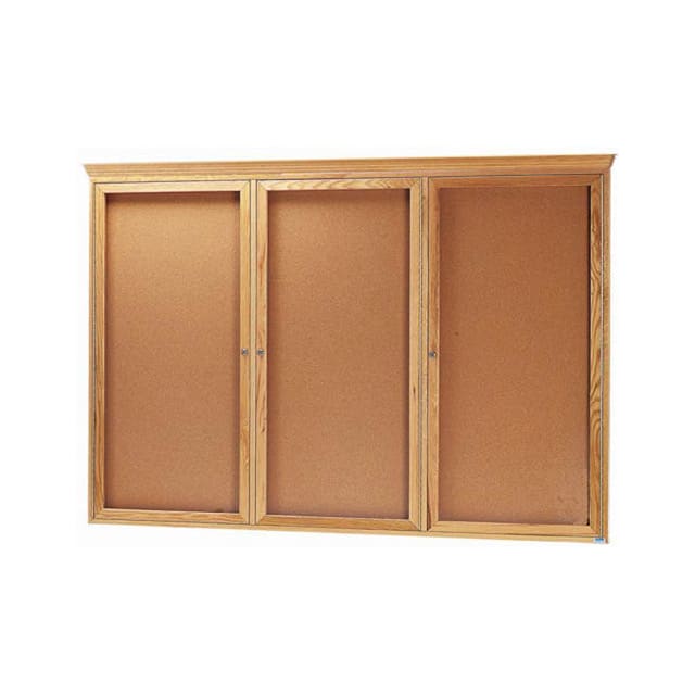 OBC4872RC 3 DOOR RED OAK BULLETIN BOARD W/