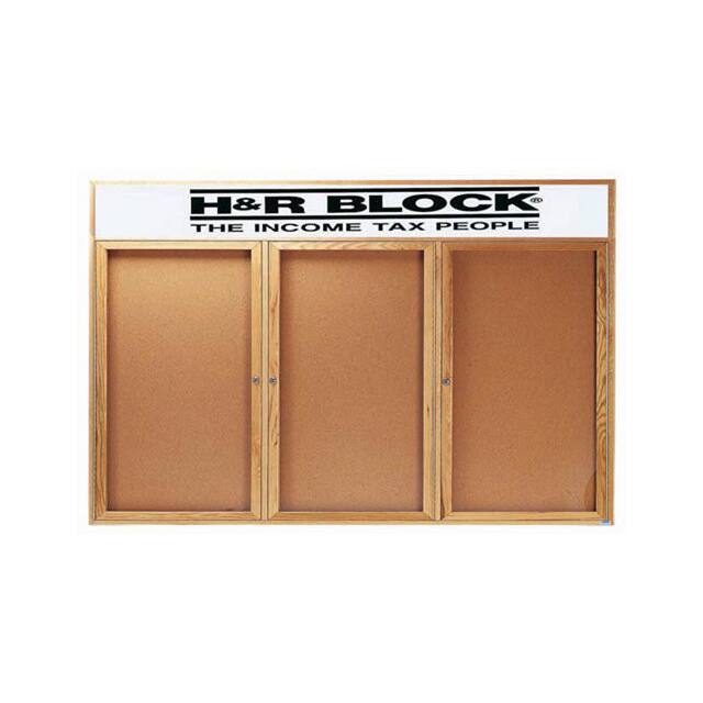 OBC4896-3RH 3 DOOR OAK ENCLOSED BULLETIN BOA