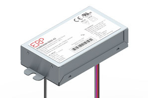 ESM040W-0940-43 Constant current LED driver from ERP Power, delivering 940mA at 32-43V from a 120VAC input. Features 40W output, 87% efficiency, and ELV/Triac dimming.