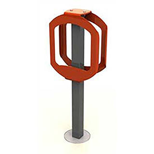 2070-RED DOUBLE RING BIKE RACK, GRAY/RED