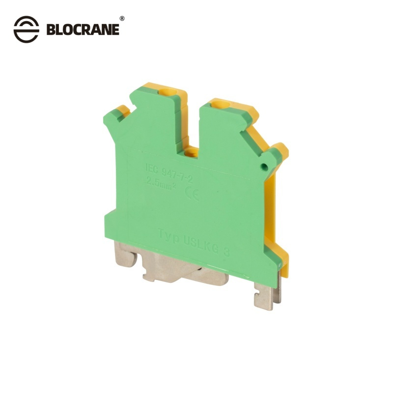 USLKG3 The Phoenix Contact USLKG3 is a terminal block designed for electrical conductivity. It operates at up to 500V and 24A, featuring a durable PA66/V-0 housing.