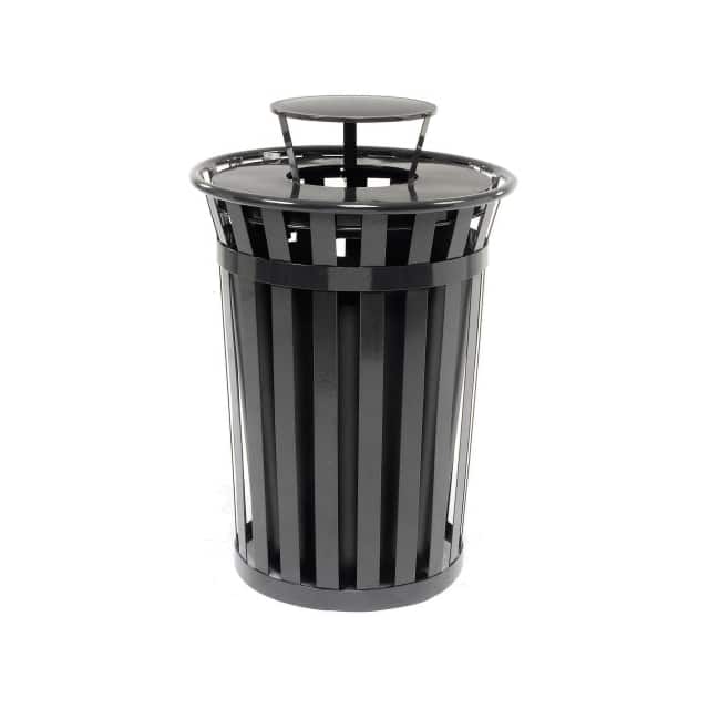 260804BK 36 GAL. OUTDOOR METAL SLATTED TR