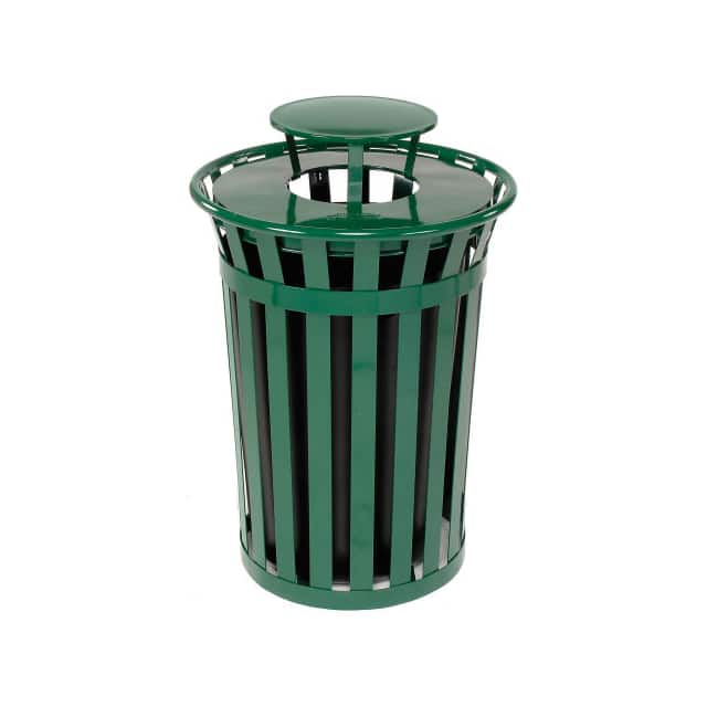 260804GN 36 GAL. OUTDOOR METAL SLATTED TR