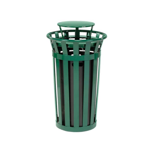 260803GN 24 GAL. OUTDOOR METAL SLATTED TR