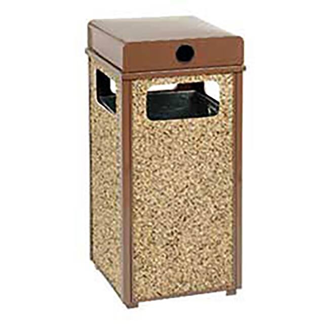 239576BN STONE PANEL TRASH WEATHER URN BR