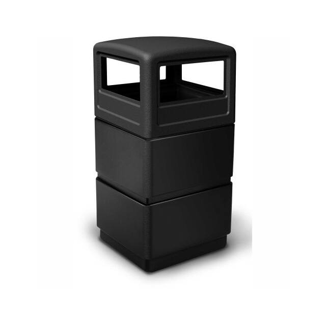 261731BK SQUARE THREE-TIER RECEPTACLE W/D
