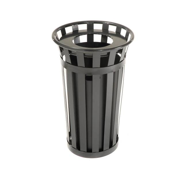 237725BK 24 GAL. OUTDOOR METAL WASTE RECE