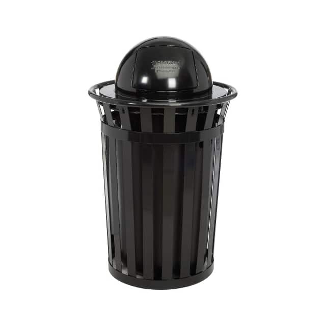 261944BK 36 GAL. OUTDOOR METAL SLATTED TR