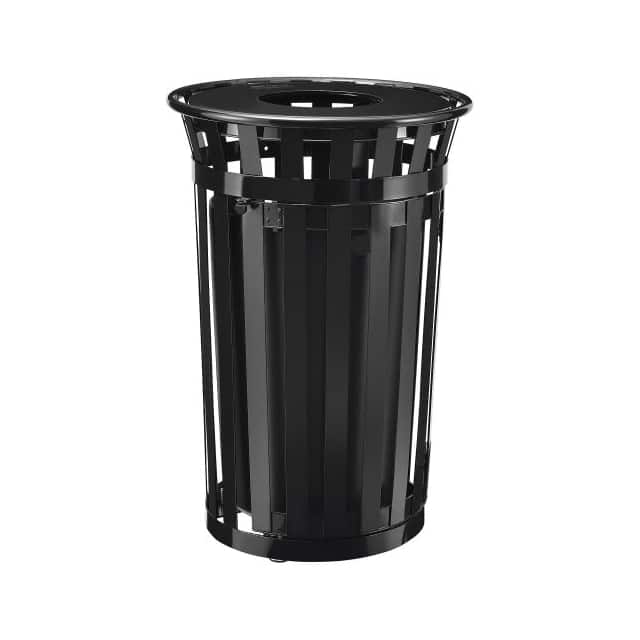261940BK 36 GAL. OUTDOOR METAL SLATTED RE