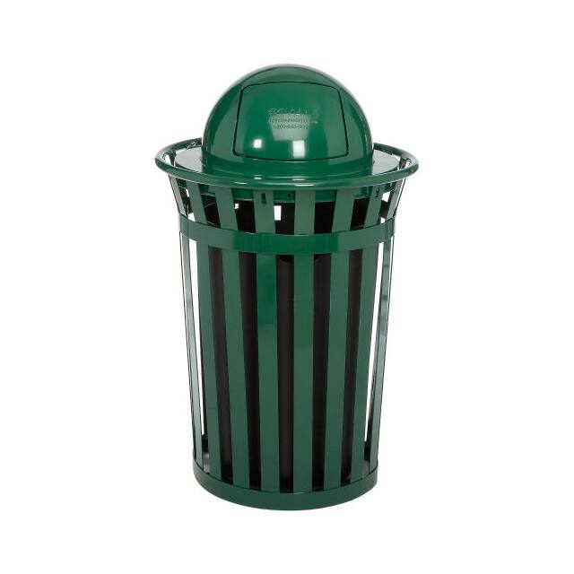 261944GN 36 GAL. OUTDOOR METAL SLATTED TR