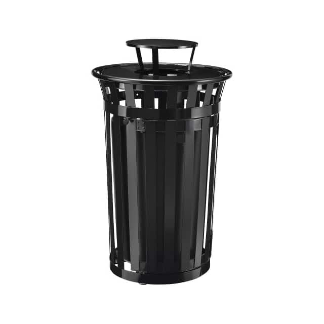 261941BK 36 GAL. OUTDOOR METAL SLATTED RE