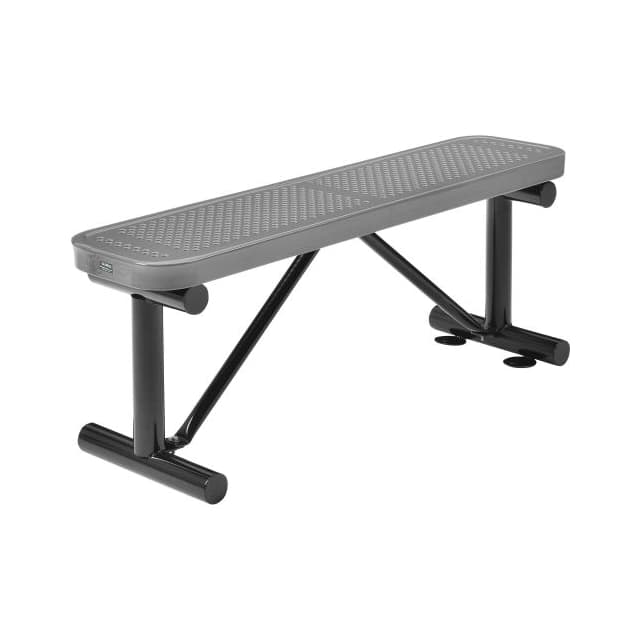 695741GY 48"L OUTDOOR STEEL FLAT BENCH, E