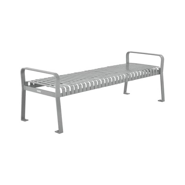 262114GY 96"L OUTDOOR STEEL SLAT PARK BEN