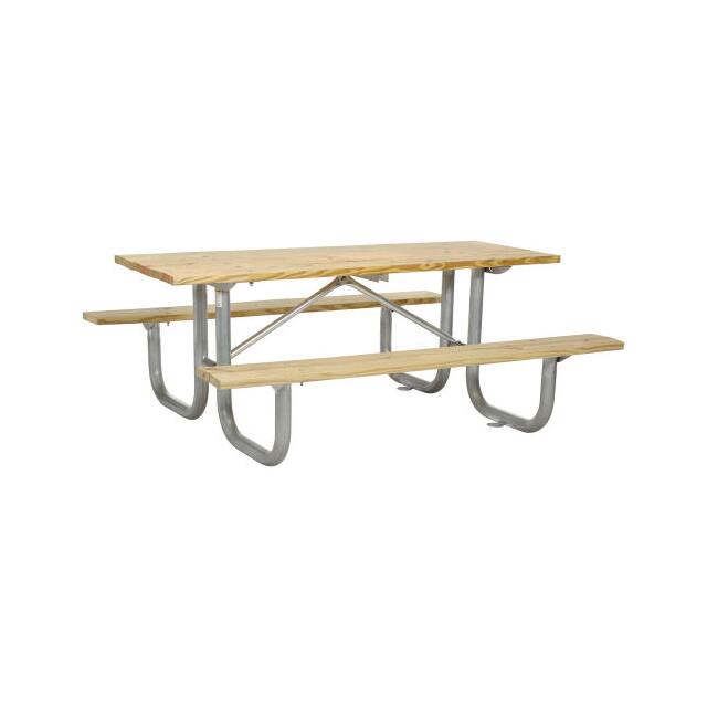 695502 WOOD PICNIC TABLE. 72"L X 56-1/2