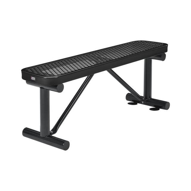695741BK 48"L OUTDOOR STEEL FLAT BENCH, E