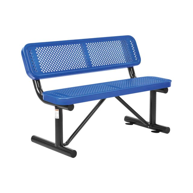 695744BL 48"L OUTDOOR STEEL BENCH W/BACKR