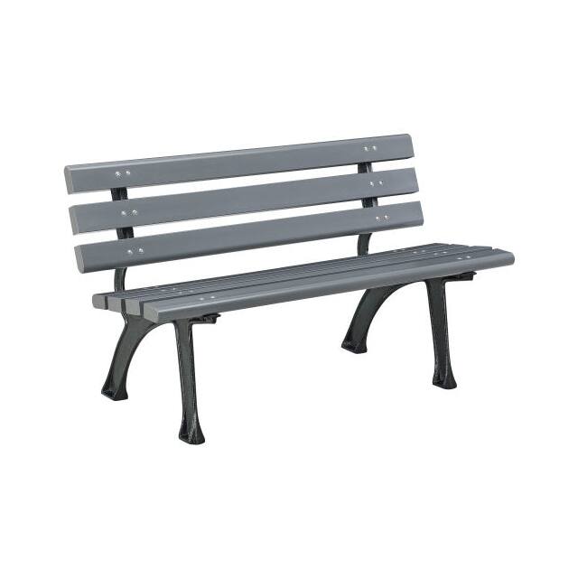 240125GY 48"L PLASTIC PARK BENCH W/BACKRE