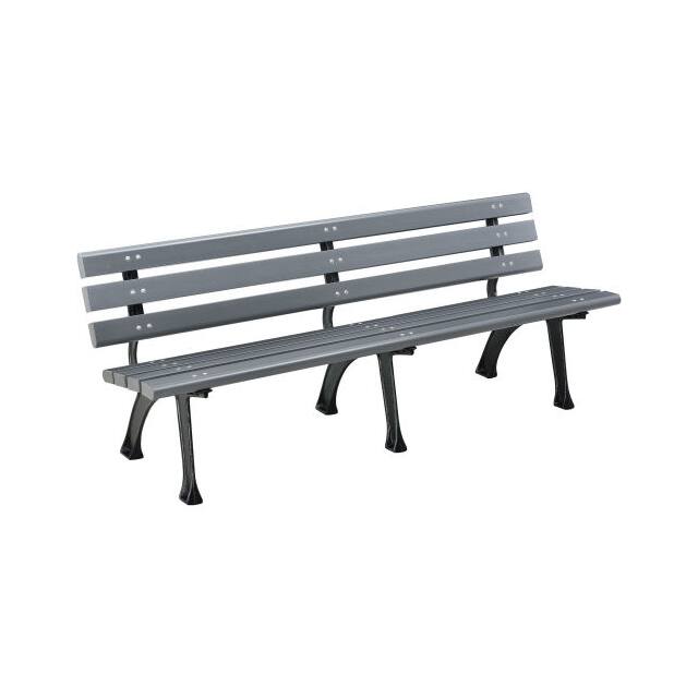 240126GY 72"L PLASTIC PARK BENCH W/BACKRE