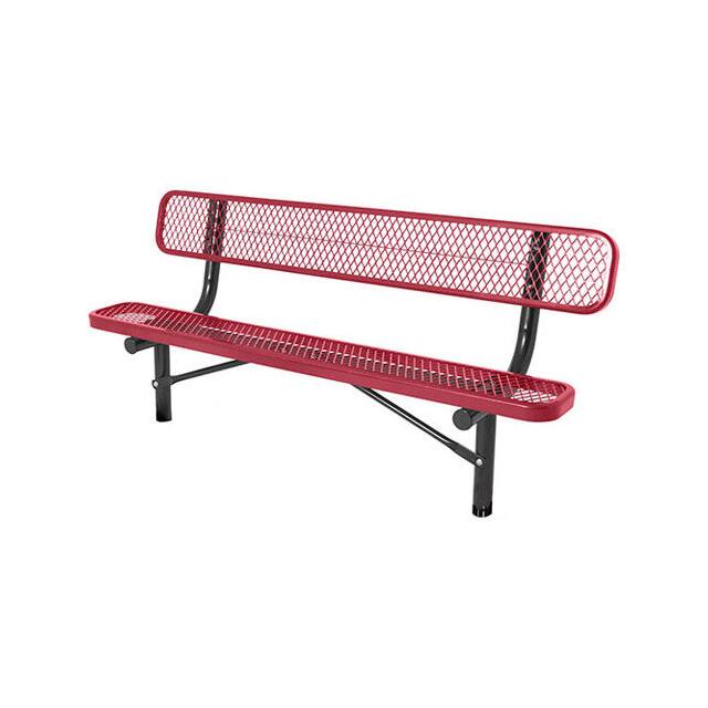 PBK940S-EV6-RED 6' BENCH W/ BACK, IN-GROUND MOUN