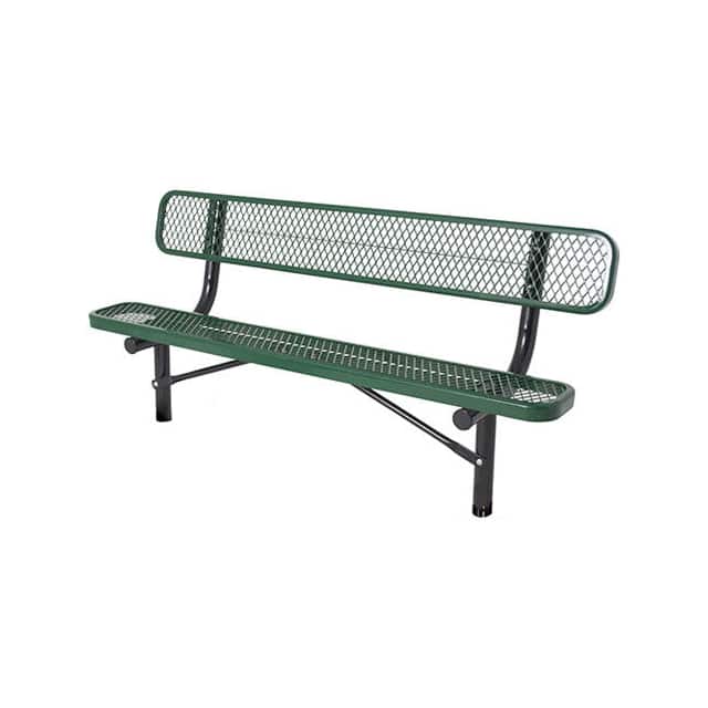 PBK940S-EV6-GRN 6' BENCH W/ BACK, IN-GROUND MOUN