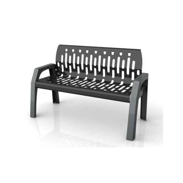 2040-BLACK 4' STEEL BENCH, WITH GRAY FRAME