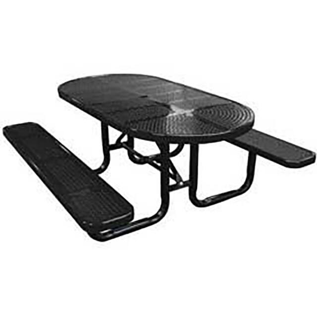 OPT72SM-PERF-BK 72" OVAL PICNIC TABLE, PERFORATE