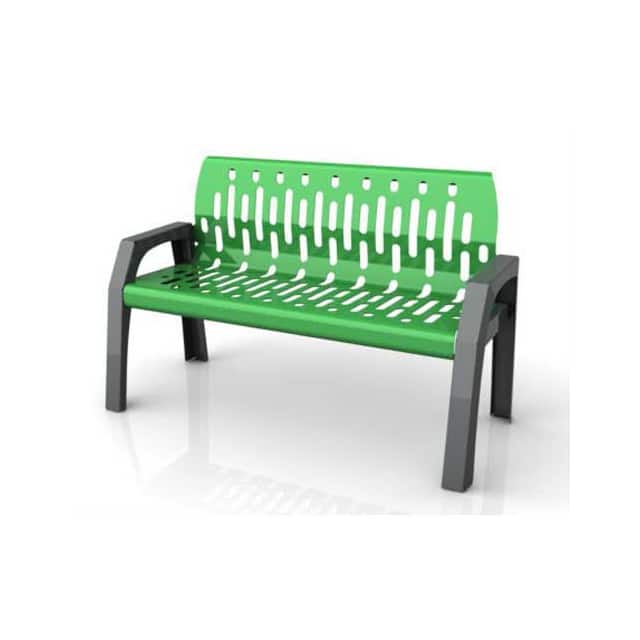 2040-GREEN 4' STEEL BENCH, WITH GRAY FRAME