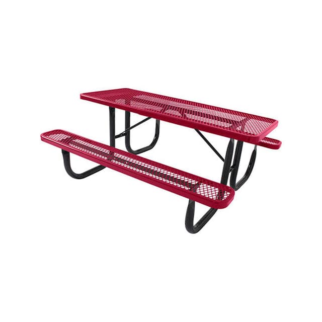 PBK238-EV6-RED 6' STEEL PICNIC TABLE, RED