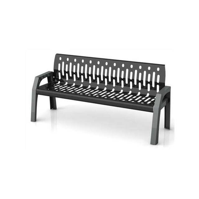 2060-BLACK 6' STEEL BENCH, WITH GRAY FRAME