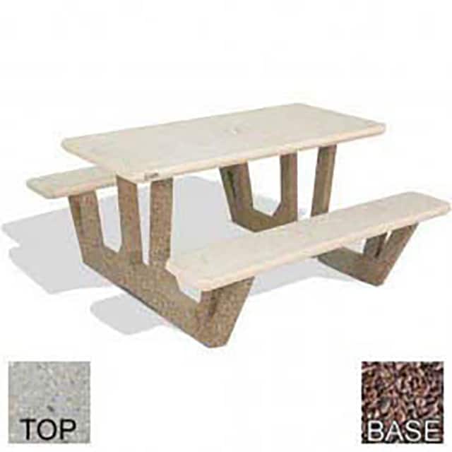PT-38-POLI TAN-RED 38" CONCRETE RECTANGULAR PICNIC