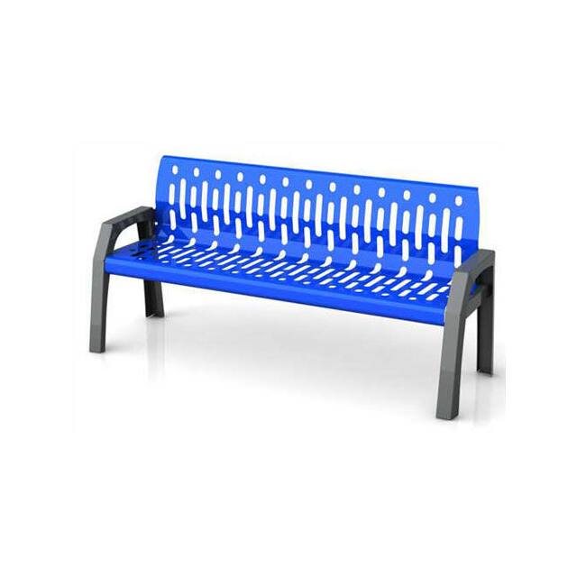 2060-BLUE 6' STEEL BENCH, WITH GRAY FRAME