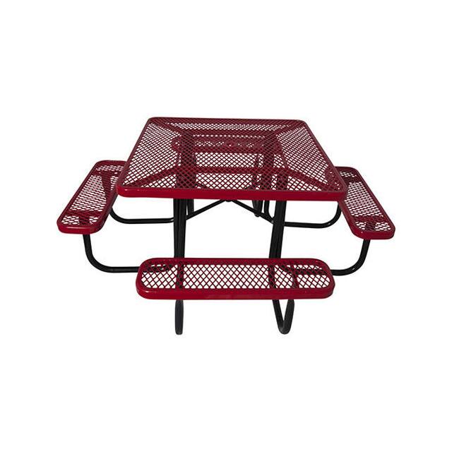 PBK358-EV-RED 46" STEEL SQUARE PICNIC TABLE, S