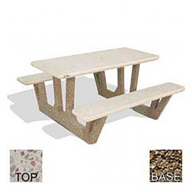 PT-38-POLI WHT-TAN 38" CONCRETE RECTANGULAR PICNIC