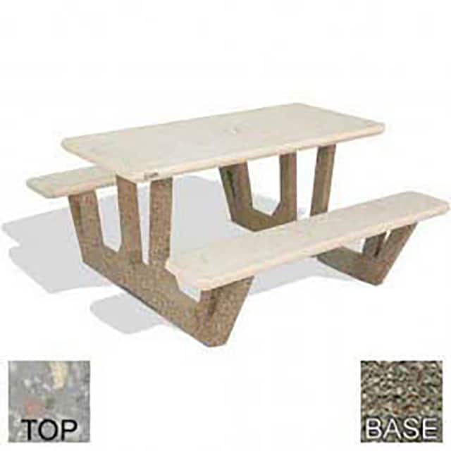 PT-38-POLI GRY-GRY 38" CONCRETE RECTANGULAR PICNIC