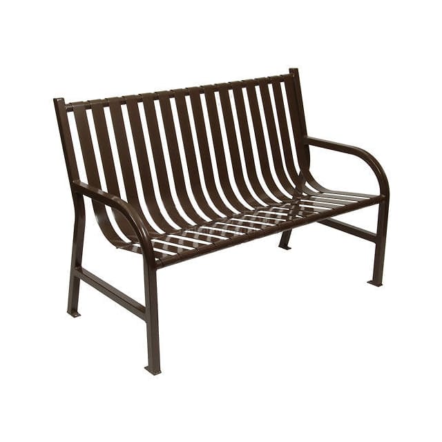 M4-BCHBN SLATTED METAL BENCH, BROWN, 4'L