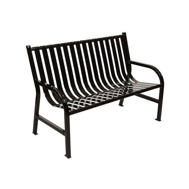 M4-BCHBK SLATTED METAL BENCH, BLACK, 4'L