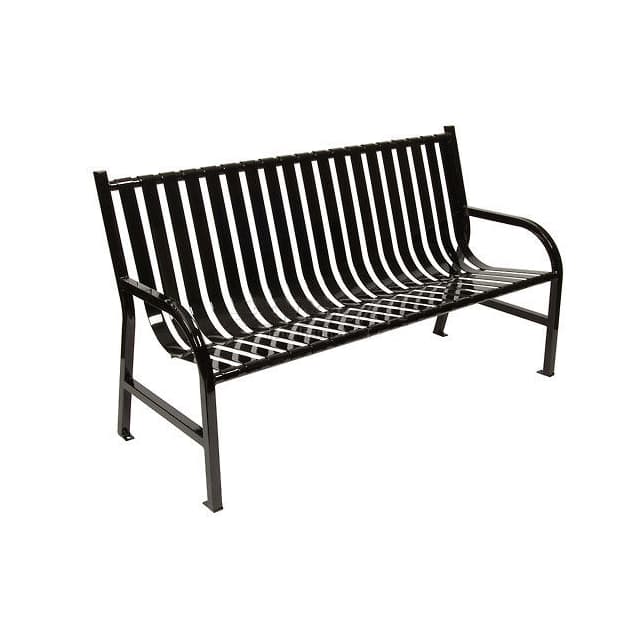M5-BCHBK SLATTED METAL BENCH, BLACK, 5'L