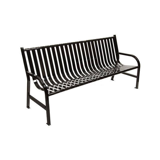 M6-BCHBK SLATTED METAL BENCH, BLACK, 6'L