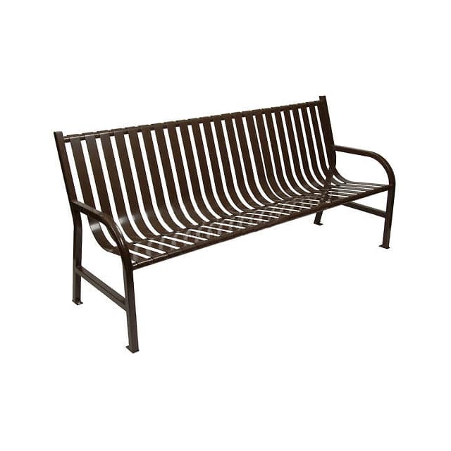 M6-BCHBN SLATTED METAL BENCH, BROWN, 6'L