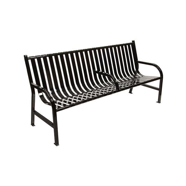 M6-BCH-ARMBK SLATTED METAL BENCH W/3 ARMRESTS