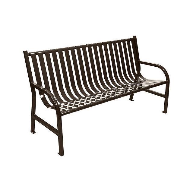 M5-BCHBN SLATTED METAL BENCH, BROWN, 5'L