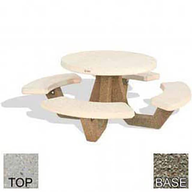 RPT-42-POLI TAN-GRY 42" CONCRETE ROUND PICNIC TABLE,