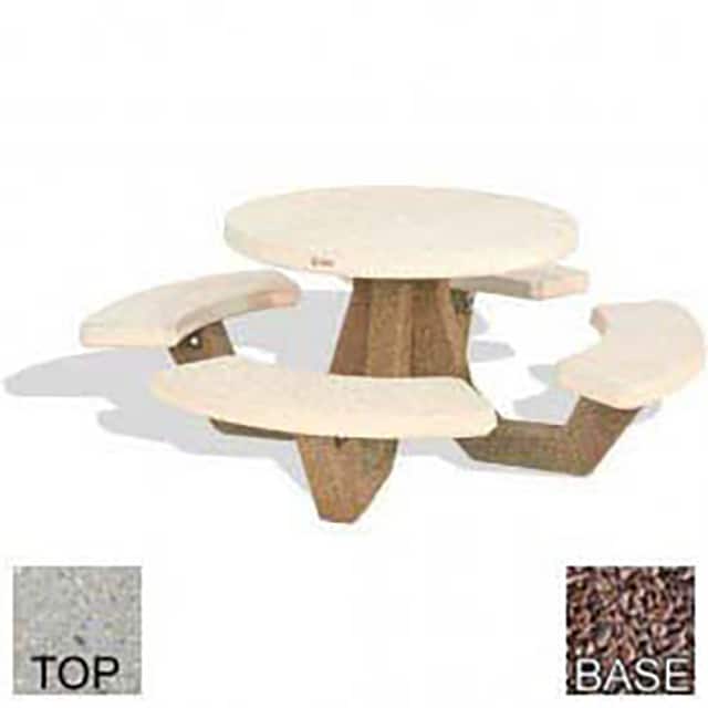 RPT-42-POLI TAN-RED 42" CONCRETE ROUND PICNIC TABLE,