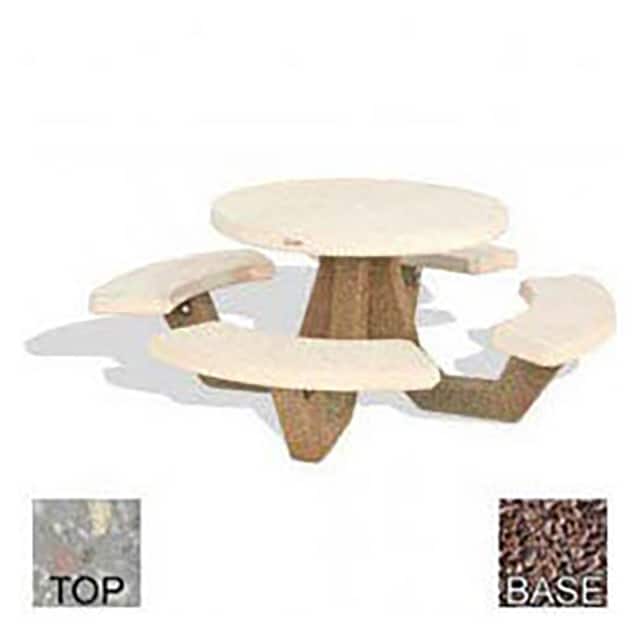 RPT-42-POLI GRY-RED 42" CONCRETE ROUND PICNIC TABLE,
