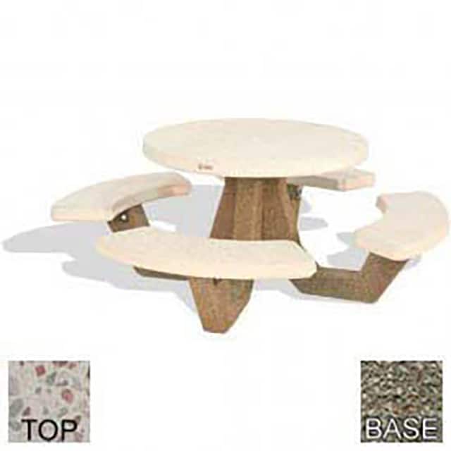 RPT-42-POLI WHT-GRY 42" CONCRETE ROUND PICNIC TABLE,