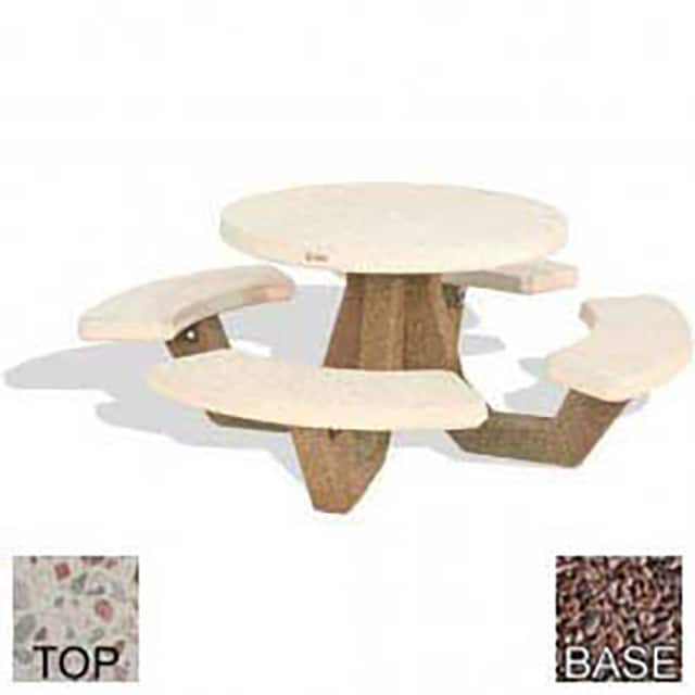 RPT-42-POLI WHT-RED 42" CONCRETE ROUND PICNIC TABLE,