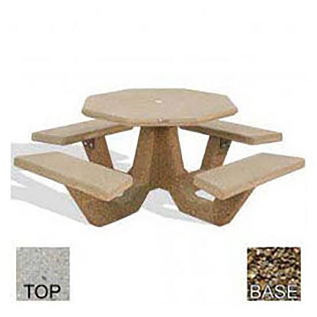 OPT-40-POLI TAN-TAN 40" CONCRETE OCTAGON PICNIC TABL