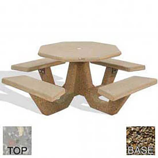 OPT-40-POLI GRY-TAN 40" CONCRETE OCTAGON PICNIC TABL