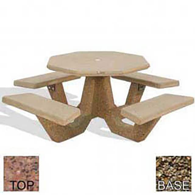 OPT-40-POLI RED-TAN 40" CONCRETE OCTAGON PICNIC TABL