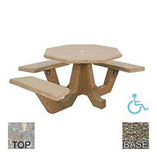 OPT-40-H-POLI GRY-GRY 40" ADA CONCRETE OCTAGON PICNIC